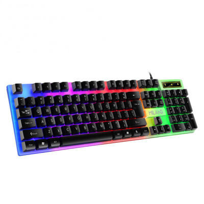 Set mouse-uri cu tastatură RYRA cu 104 taste, tastatură mecanică Esports pentru jocuri și mouse combinat cu fir RGB iluminat din spate pentru laptop, computer, jucător