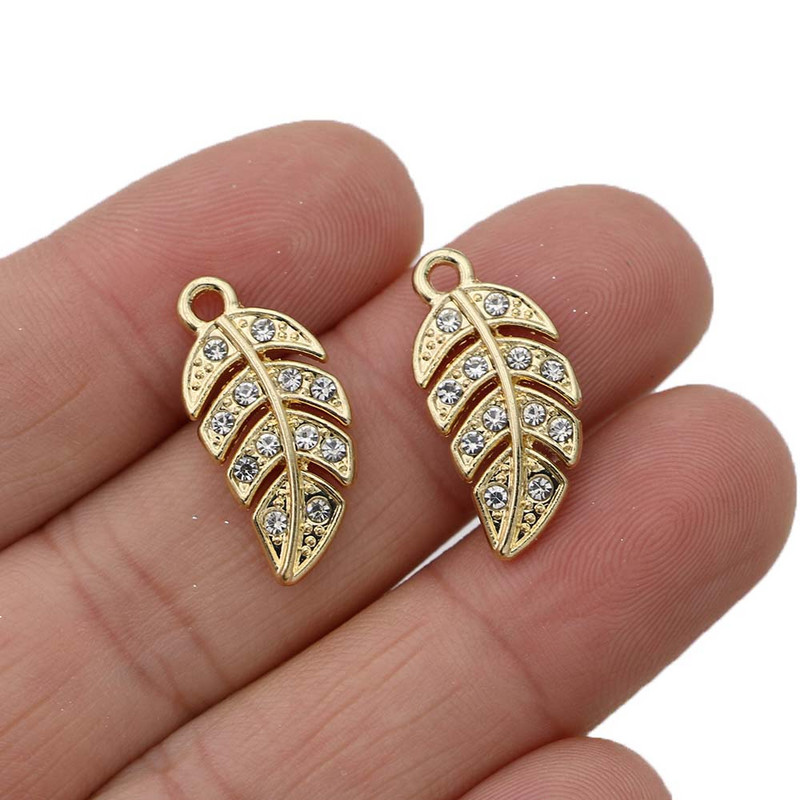 10 bucăți de frunze de cristal placate cu aur pandantiv pentru realizarea de bijuterii, cercei, brățări, colier, accesorii, descoperiri de bricolaj