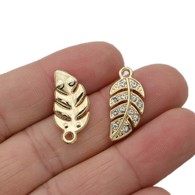 10 bucăți de frunze de cristal placate cu aur pandantiv pentru realizarea de bijuterii, cercei, brățări, colier, accesorii, descoperiri de bricolaj