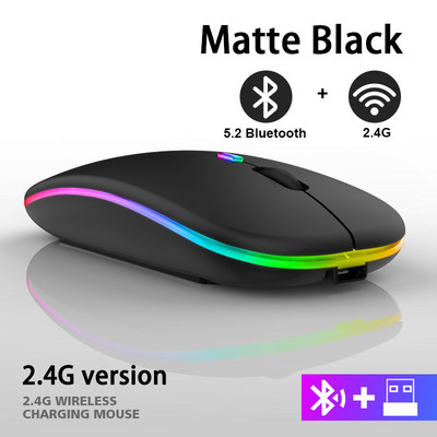Punjivi Bluetooth miševi Bežični miš RGB računalo Mause LED pozadinsko osvjetljenje Ergonomski miš za igranje za prijenosno računalo