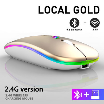 Punjivi Bluetooth miševi Bežični miš RGB računalo Mause LED pozadinsko osvjetljenje Ergonomski miš za igranje za prijenosno računalo