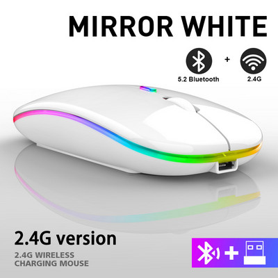Punjivi Bluetooth miševi Bežični miš RGB računalo Mause LED pozadinsko osvjetljenje Ergonomski miš za igranje za prijenosno računalo