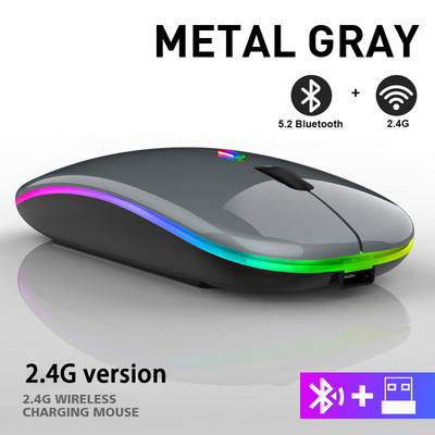 Punjivi Bluetooth miševi Bežični miš RGB računalo Mause LED pozadinsko osvjetljenje Ergonomski miš za igranje za prijenosno računalo