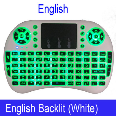 i8 cu iluminare din spate, 7 culori, engleză arabă, 2,4 GHz, tastatură fără fir Air Mouse Touchpad portabil, iluminare din spate în 3 culori i8 pentru Android TV BOX