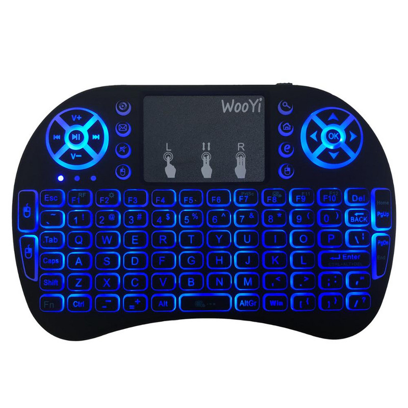 i8 cu iluminare din spate, 7 culori, engleză arabă, 2,4 GHz, tastatură fără fir Air Mouse Touchpad portabil, iluminare din spate în 3 culori i8 pentru Android TV BOX