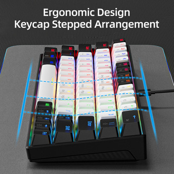 Механична клавиатура 63 клавиша Клавиатура с RGB подсветка USB кабелна зелена/червена вал Компактна клавиатура за игри Ергономична клавиатура за игри