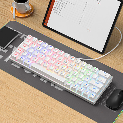 Mehanička tipkovnica 63 tipke Tipkovnica s RGB pozadinskim osvjetljenjem USB Žičana zelena/crvena osovina Kompaktna tipkovnica za igre Ergonomska tipkovnica za igre