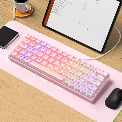 Mehanička tipkovnica 63 tipke Tipkovnica s RGB pozadinskim osvjetljenjem USB Žičana zelena/crvena osovina Kompaktna tipkovnica za igre Ergonomska tipkovnica za igre