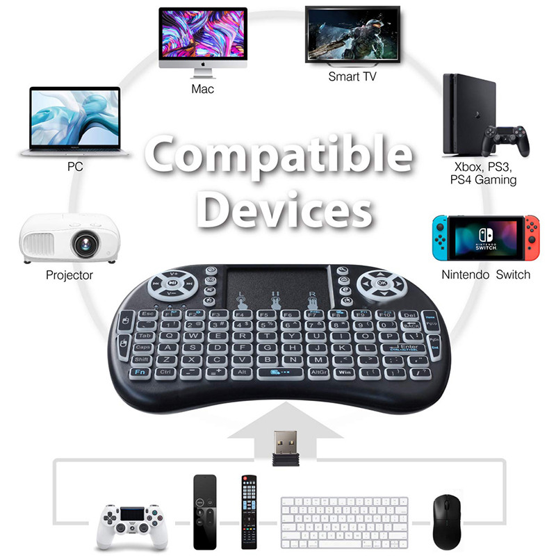 Mini tastatură wireless i8 7 retroiluminată 2,4 GHz versiune rusă engleză Air mouse cu touchpad pentru laptop Android TV Box X96 H96 PC
