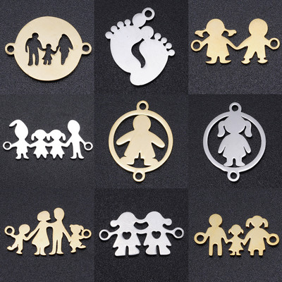 5 bucăți/lot Familie bricolaj Charms Comerț cu ridicata 316 din oțel inoxidabil Dad Mom Boy Conectori Charm Girl Sisters Brothers Bijuterii Pandantiv