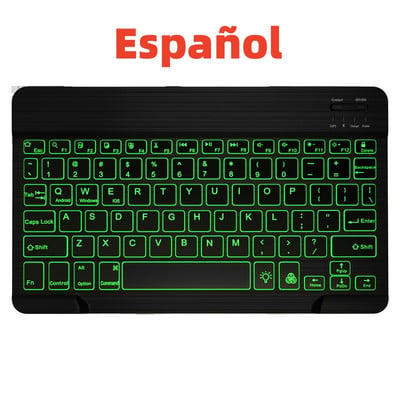Tastatură Bluetooth RGB Tastatură fără fir Bluetooth Mini tastatură spaniolă Lumină de fundal RGB reîncărcabilă pentru tableta telefon ipad