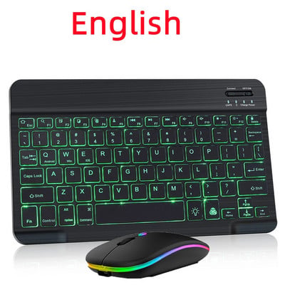 Tastatură Bluetooth RGB Tastatură fără fir Bluetooth Mini tastatură spaniolă Lumină de fundal RGB reîncărcabilă pentru tableta telefon ipad