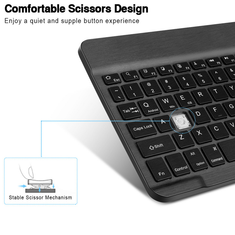 Tastatură Bluetooth RGB Tastatură fără fir Bluetooth Mini tastatură spaniolă Lumină de fundal RGB reîncărcabilă pentru tableta telefon ipad
