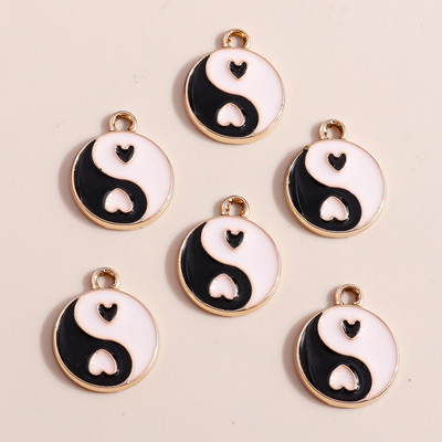 10 τμχ 18*21 χιλιοστά σμάλτο Kung Fu Tai Chi Charms Κρεμαστά για κολιέ Σκουλαρίκια DIY Making Yin Yang Charms Handmade Jewelry Findings