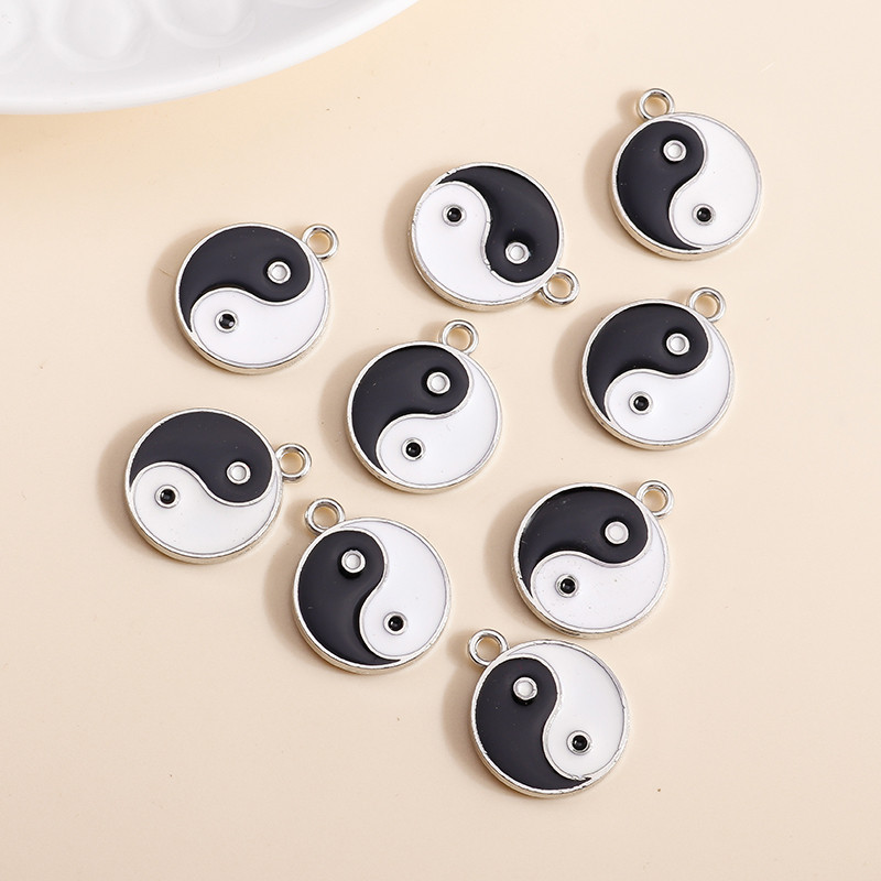 10 τμχ 18*21 χιλιοστά σμάλτο Kung Fu Tai Chi Charms Κρεμαστά για κολιέ Σκουλαρίκια DIY Making Yin Yang Charms Handmade Jewelry Findings