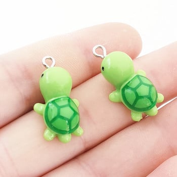 10 τμχ Cute Little Tortoise Charms Ρητίνη Μπρελόκ Κολιέ Κρεμαστό κόσμημα Ευρήματα DIY Χειροποίητα κοσμήματα από ρητίνη