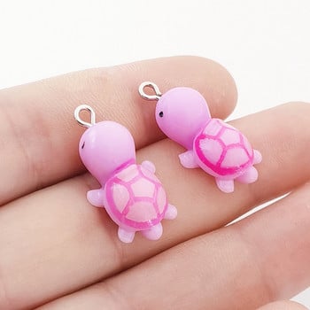 10 τμχ Cute Little Tortoise Charms Ρητίνη Μπρελόκ Κολιέ Κρεμαστό κόσμημα Ευρήματα DIY Χειροποίητα κοσμήματα από ρητίνη