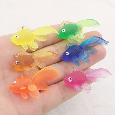 6 τμχ Colorful Simulation Goldfish Model Soft Rubber Gold Fish Small Goldfish Charms Fit Jewelry Making DIY Jewelry Findings