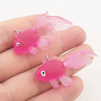 6 bucăți model de pește auriu de simulare colorat din cauciuc moale pește de aur brelocuri de pește de aur mic, potrivite pentru realizarea de bijuterii, descoperiri de bijuterii DIY