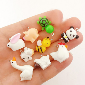 10 τμχ Animal Family Panda Bee Sheep Cow Chicken Pig Rabbit Charms Κρεμαστό Σκουλαρίκια Εφαρμογή DIY Αξεσουάρ κατασκευής κοσμημάτων