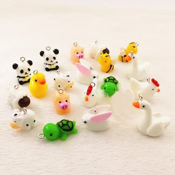 10 τμχ Animal Family Panda Bee Sheep Cow Chicken Pig Rabbit Charms Κρεμαστό Σκουλαρίκια Εφαρμογή DIY Αξεσουάρ κατασκευής κοσμημάτων