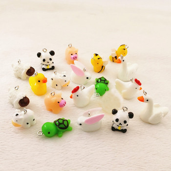 10 τμχ Animal Family Panda Bee Sheep Cow Chicken Pig Rabbit Charms Κρεμαστό Σκουλαρίκια Εφαρμογή DIY Αξεσουάρ κατασκευής κοσμημάτων