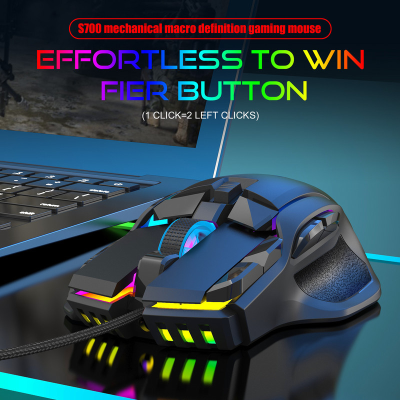 Mouse pentru jocuri cu fir 12800 DPI Mouse optic reglabil cu 10 butoane USB Mouse RGB Backlight Mouse pentru desktop, laptop, computer, mouse pentru jocuri