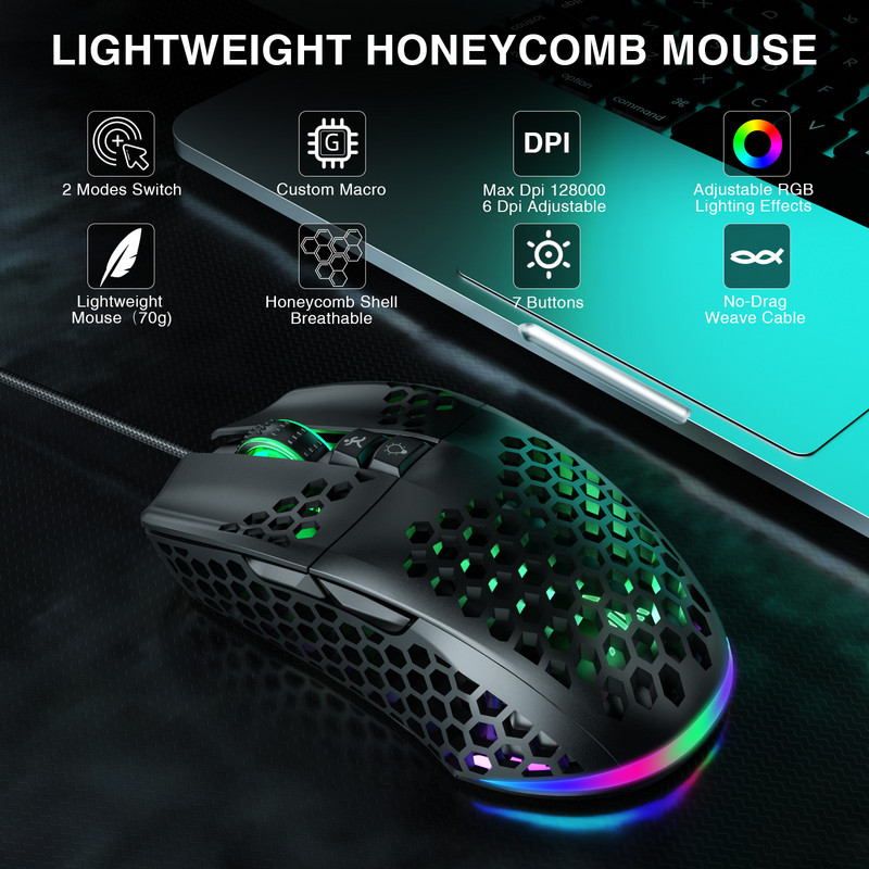 Mouse cu fir SM900 RGB pentru gaming 12800DPI Marco Șoareci de joc cu iluminare din spate, economică, programabil, pentru laptop