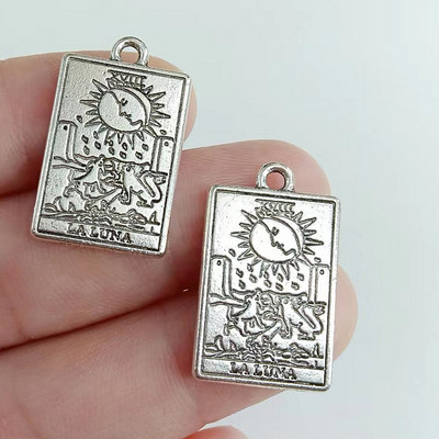 12 bucăți amestecat placat cu argint etichetă dublă laterală vrăjitoare divinație pandantiv tarot bricolaj farmec colier brățară bijuterii artizanat