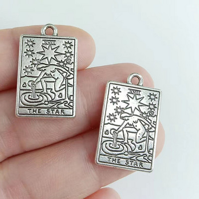 12 bucăți amestecat placat cu argint etichetă dublă laterală vrăjitoare divinație pandantiv tarot bricolaj farmec colier brățară bijuterii artizanat