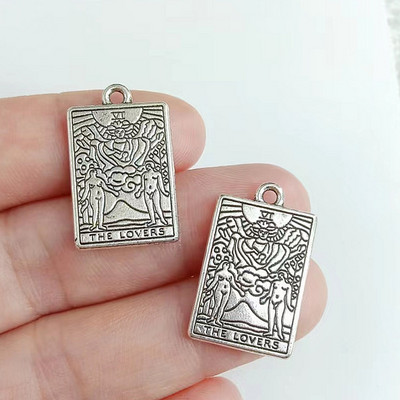 12 bucăți amestecat placat cu argint etichetă dublă laterală vrăjitoare divinație pandantiv tarot bricolaj farmec colier brățară bijuterii artizanat