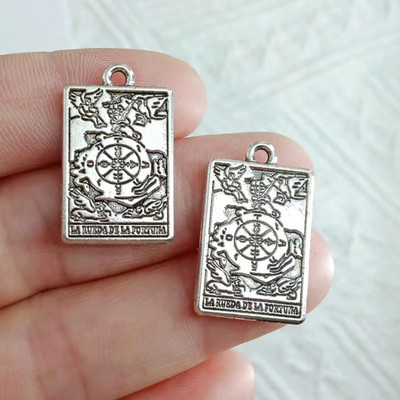 12 bucăți amestecat placat cu argint etichetă dublă laterală vrăjitoare divinație pandantiv tarot bricolaj farmec colier brățară bijuterii artizanat