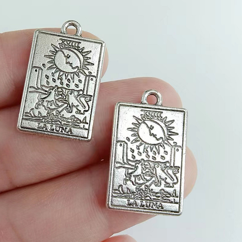 12 bucăți amestecat placat cu argint etichetă dublă laterală vrăjitoare divinație pandantiv tarot bricolaj farmec colier brățară bijuterii artizanat