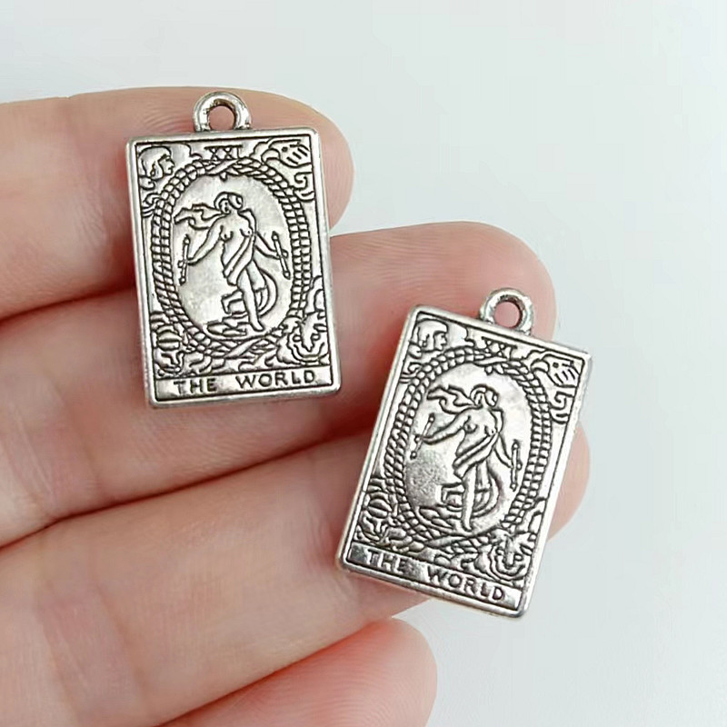 12 bucăți amestecat placat cu argint etichetă dublă laterală vrăjitoare divinație pandantiv tarot bricolaj farmec colier brățară bijuterii artizanat