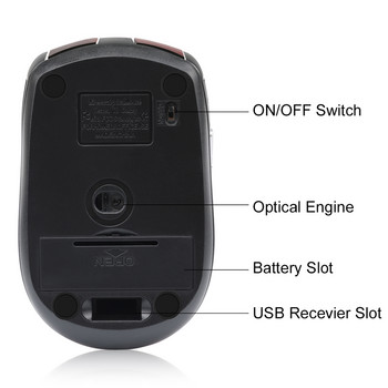 ORZERHOME 2,4 GHz безжична мишка, регулируем DPI игри, 6 бутона, оптични мишки с USB приемник за компютърни аксесоари за компютър