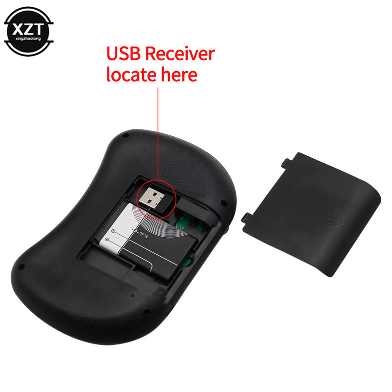 2.4G belaidė angliška klaviatūra skraidanti pelė mini klaviatūra Trijų spalvų apšviesta delninė klaviatūra, skirta televizoriaus dėžutei Smart TV nešiojamam kompiuteriui