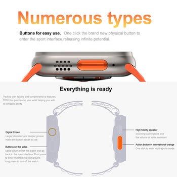 Нов мъжки смарт часовник Ultra Series 8 NFC смарт часовник Мъже Жени Bluetooth разговори Безжично зареждане Фитнес часовници за Apple Watch 8