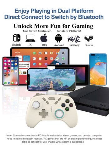 Συμβατό με Bluetooth Ασύρματο χειριστήριο παιχνιδιών για Switch/ PS4/PS3/Steam/IOS13.4+/Android (HID)/ Joystick Gamepad Harmony OS