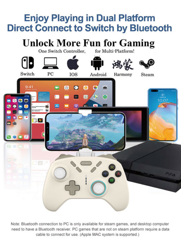 Controler de joc fără fir compatibil cu Bluetooth pentru Switch/PS4/PS3/Steam/IOS13.4+/Android (HID)/ Joystick-ul pentru gamepad Harmony OS