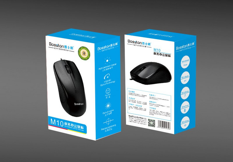 Mouse-uri optici M10 Mouse 3D cu fir pentru laptop Culoare neagră Marca BOSSTON Port USB stoc