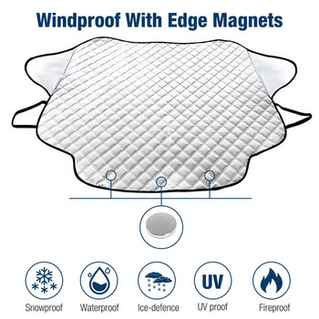 Магнитно покритие за предното стъкло на автомобила Зимен Лед Слана Защита на автомобила Магнитно покритие Сенник Протектор Водоустойчиво предно стъкло W4d7