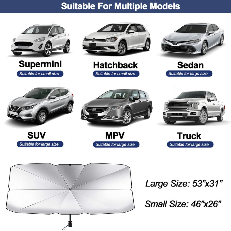 Sklopivi prijenosni sjenilo za automobil Kišobran Poklopac vjetrobranskog stakla Vizir UV zaštita Vjetrobransko staklo Suncobran Dodaci za unutrašnjost