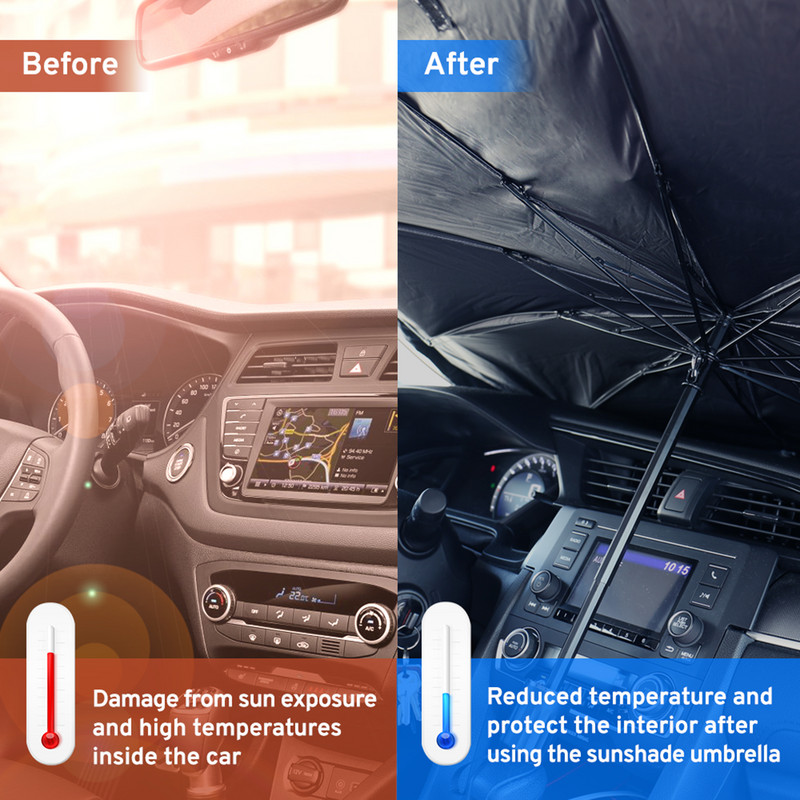 Sklopivi prijenosni sjenilo za automobil Kišobran Poklopac vjetrobranskog stakla Vizir UV zaštita Vjetrobransko staklo Suncobran Dodaci za unutrašnjost