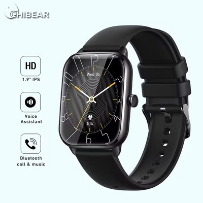 Ceas inteligent ChiBear Bărbați Ecran tactil complet de 1,9 inchi Apel Bluetooth Monitor de somn Asistent vocal Ceasuri sportive Bărbați Femei