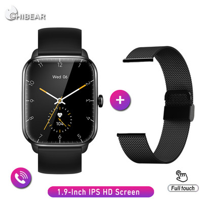 ChiBear pametni sat Muški 1.9'' Full Touch Screen Bluetooth Poziv Otkucaja srca Monitor spavanja Glasovni pomoćnik Sportski satovi Muškarci Žene