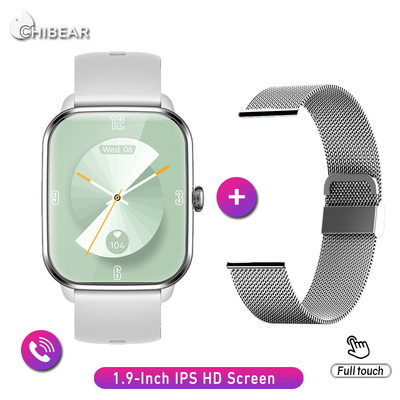 ChiBear pametni sat Muški 1.9'' Full Touch Screen Bluetooth Poziv Otkucaja srca Monitor spavanja Glasovni pomoćnik Sportski satovi Muškarci Žene