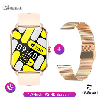 ChiBear pametni sat Muški 1.9'' Full Touch Screen Bluetooth Poziv Otkucaja srca Monitor spavanja Glasovni pomoćnik Sportski satovi Muškarci Žene