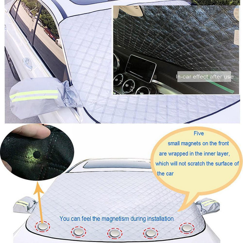 Parbriz magnetic de iarnă pentru zăpadă Protecție pentru blocuri solare pentru mașină Husă de protecție împotriva înghețului Parbriz Soare F J5G4