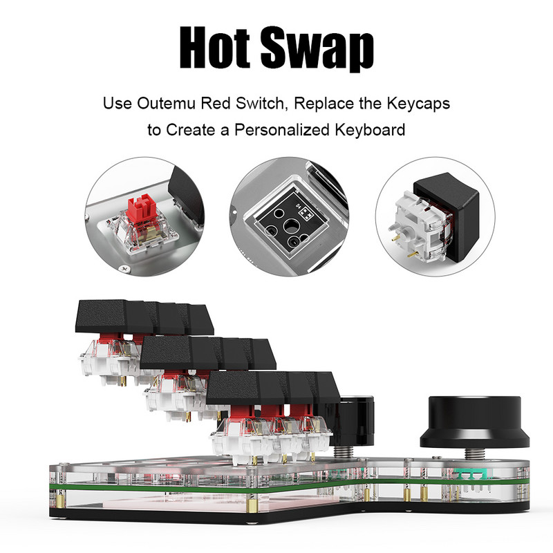 Προγραμματισμός Macro Custom 9 Key 3 Knob Πληκτρολόγιο RGB Κουμπί Copy Paste Mini Photoshop Πληκτρολόγιο παιχνιδιών Μηχανικό Macropad Hotswap
