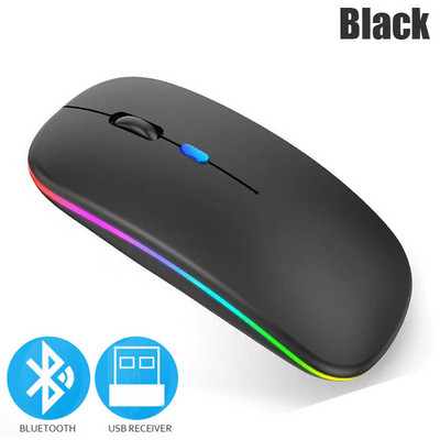Bluetooth 5.0 vezeték nélküli egér USB újratölthető RGB világítással laptop számítógéphez PC Macbook játékegér 2,4 GHz 1600 DPI